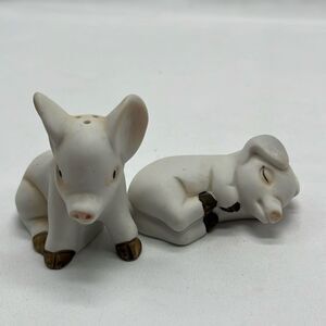 Vintage Bisque Porcelain Piglets Salt & Pepper Shakers
